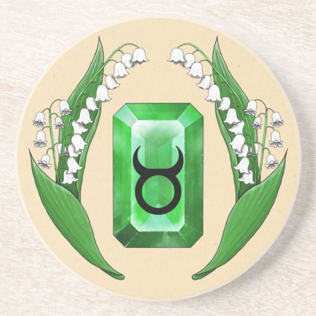 Birth Month May Taurus Sandstone Coaster (Front)