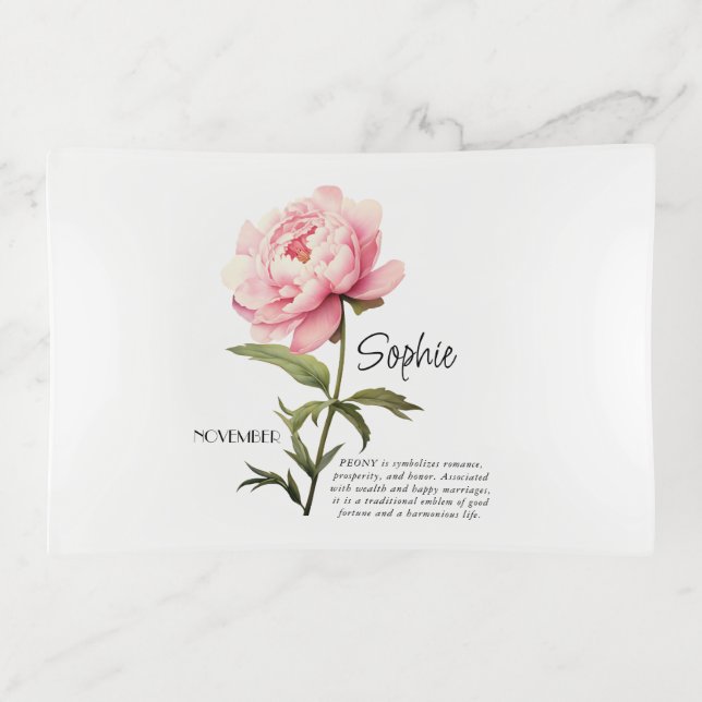  Birth Month November Flower Personalized Trinket Tray (Front)