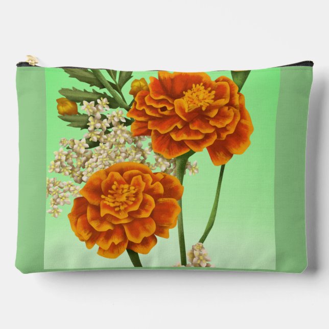 Birth Month October Marigold Flower Floral   Accessory Pouch (Front)