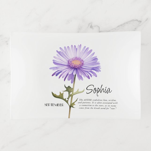  Birth Month September Flower Personalized Trinket Tray (Front)