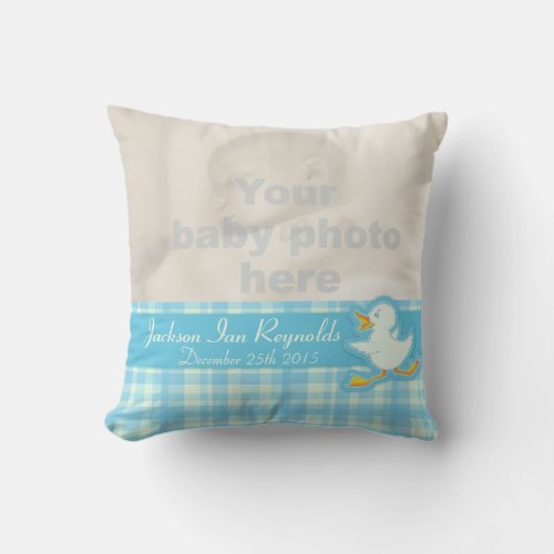 Birth newborn gift boys blue pillow