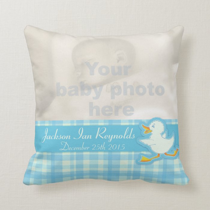 Birth newborn gift boys blue pillow