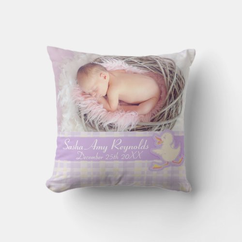 Birth newborn gift pale purple pillow