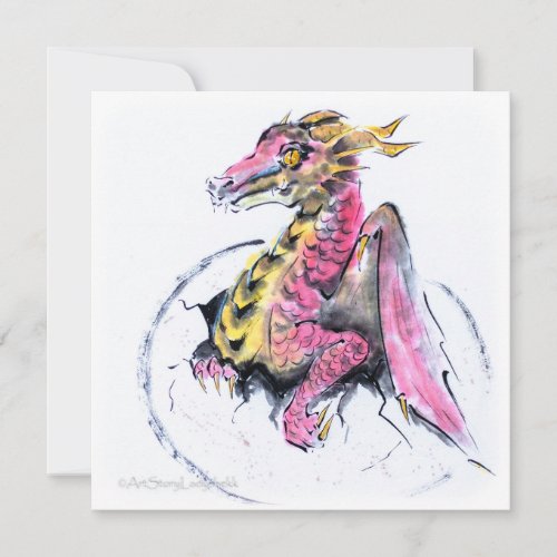 Birth of a dragon  Baby dragon Holiday Card