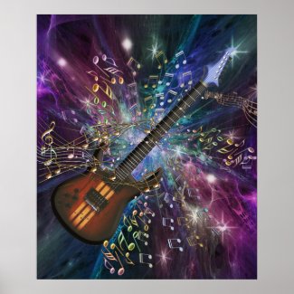 Birth of a Guitar Space Music Poster