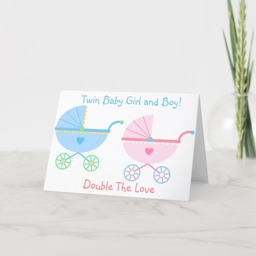 BIRTH OF BABY GIRL AND BABY BOY TWINS CARD
