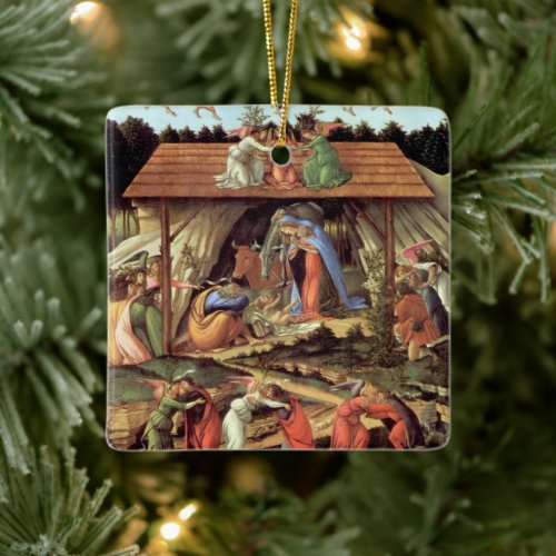 Birth of Christ by Botticelli Christmas Nativity Ceramic Ornament