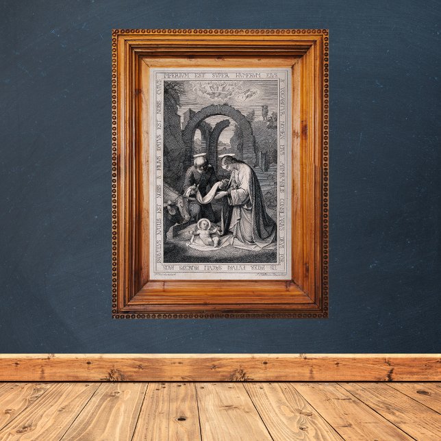 Birth of Christ Christian Christmas Nativity Scene Poster (Birth of Christ by J. Keller Vintage Religious Catholic Christian Christmas Nativity Scene Poster)