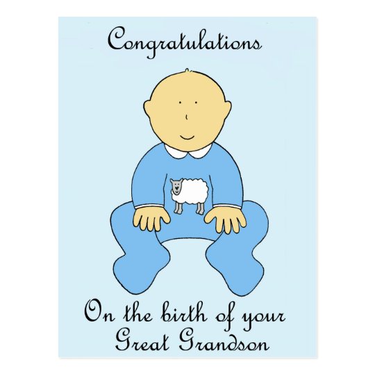 Birth of Great Grandson Congratulations Postcard | Zazzle.com