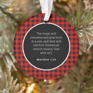 Birth of Jesus Red Gingham Acrylic Ornament