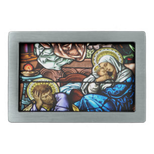 Birth of Jesus Stained Glass Window Belt Buckle