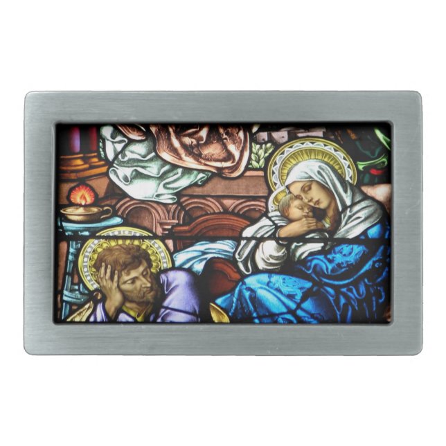 Birth of Jesus Stained Glass Window Belt Buckle (Front)