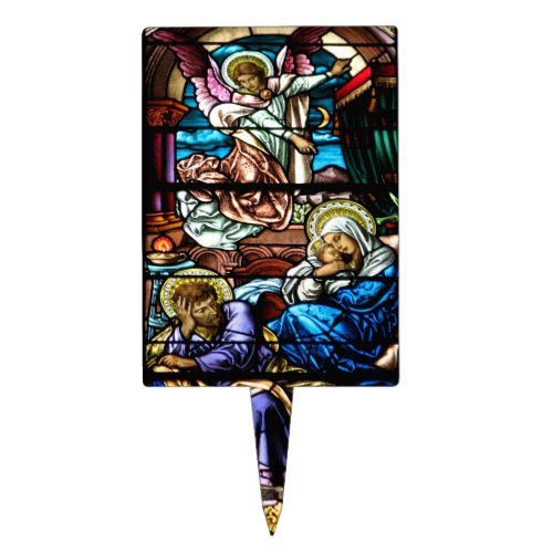 Birth of Jesus Stained Glass Window Cake Topper
