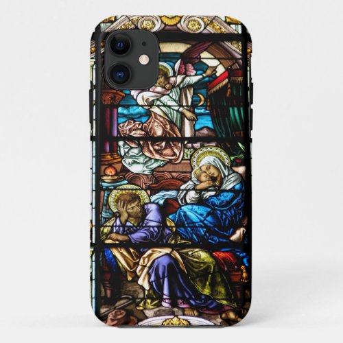 Birth of Jesus Stained Glass Window iPhone 11 Case