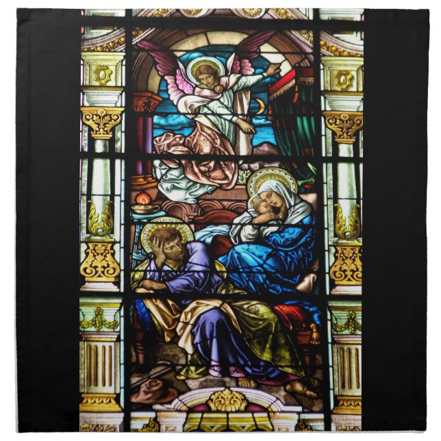 Birth of Jesus Stained Glass Window Cloth Napkin (Front)