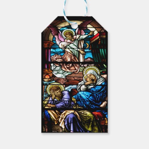 Birth of Jesus Stained Glass Window Gift Tags