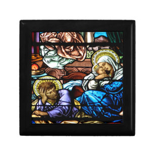 Birth of Jesus Stained Glass Window Jewelry Box