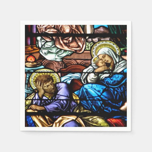 Birth of Jesus Stained Glass Window Napkins