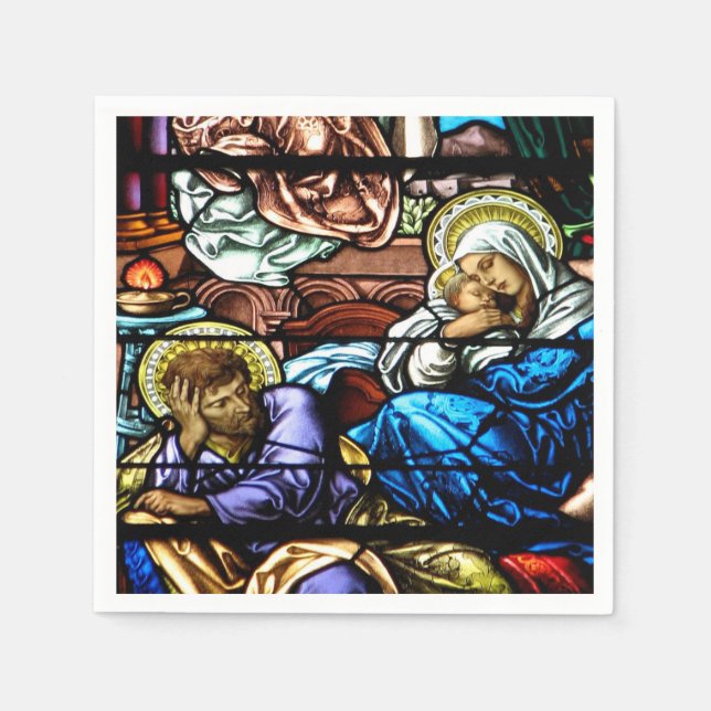 Birth of Jesus Stained Glass Window Napkins (Front)