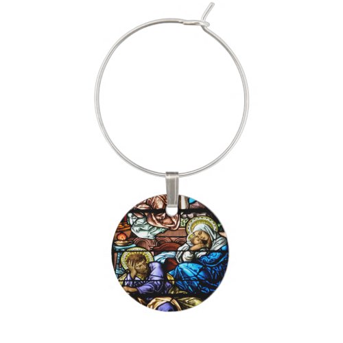 Birth of Jesus Stained Glass Window Wine Glass Charm