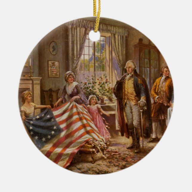 Birth of Old Glory - Edward Moran (1917) Ceramic Ornament (Front)