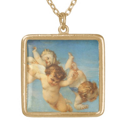 Birth of Venus Angels detail by Alexandre Cabanel Gold Plated Necklace