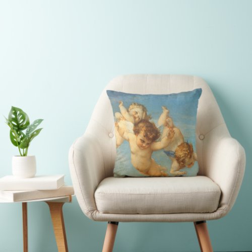 Birth of Venus Angels detail by Alexandre Cabanel Throw Pillow