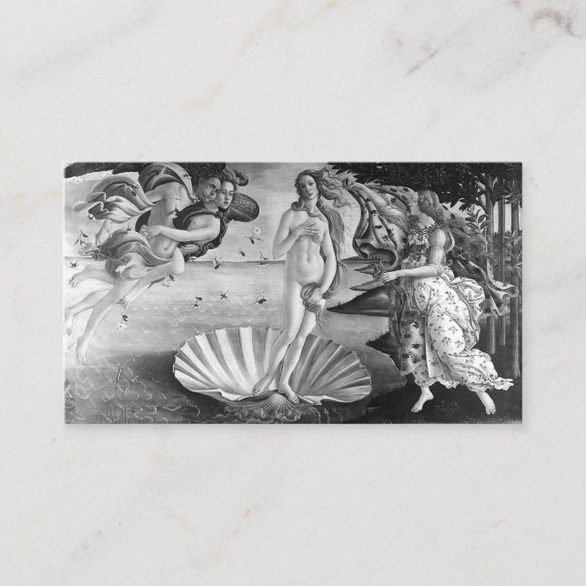 Birth Of Venus - Botticelli - Black And White Business Card (Front)