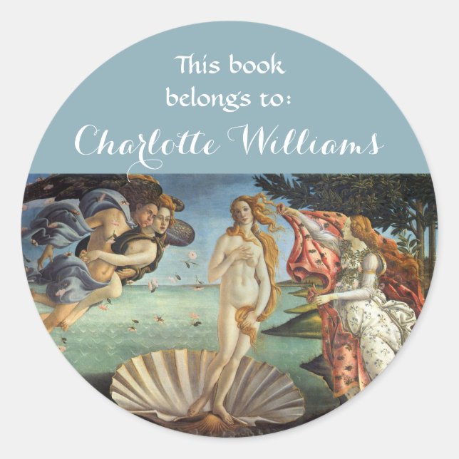 Birth of Venus by Sandro Botticelli Bookplate (Front)