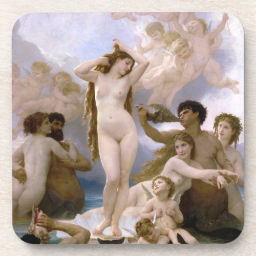 Birth of Venus by William_Adolphe Bouguereau Beverage Coaster