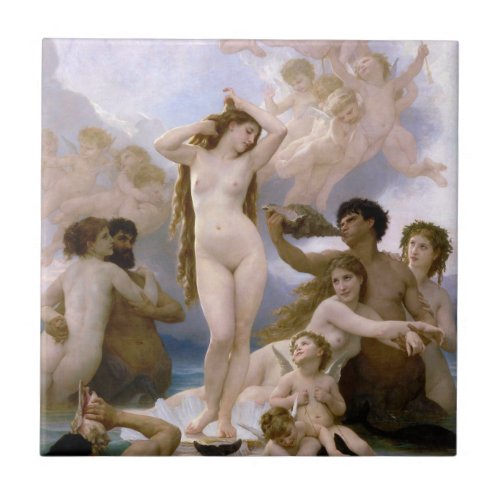 Birth of Venus by William_Adolphe Bouguereau Ceramic Tile