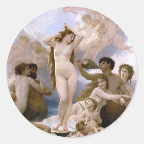 Birth of Venus by William_Adolphe Bouguereau Classic Round Sticker