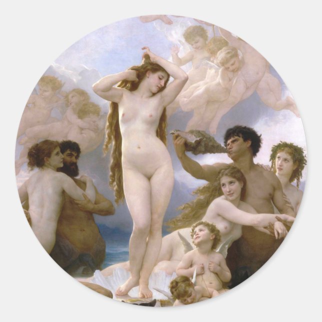 Birth of Venus by William-Adolphe Bouguereau Classic Round Sticker (Front)