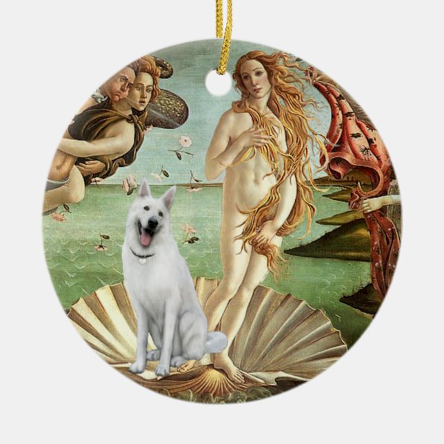 Birth of Venus-White German Shepherd Ceramic Ornament (Front)