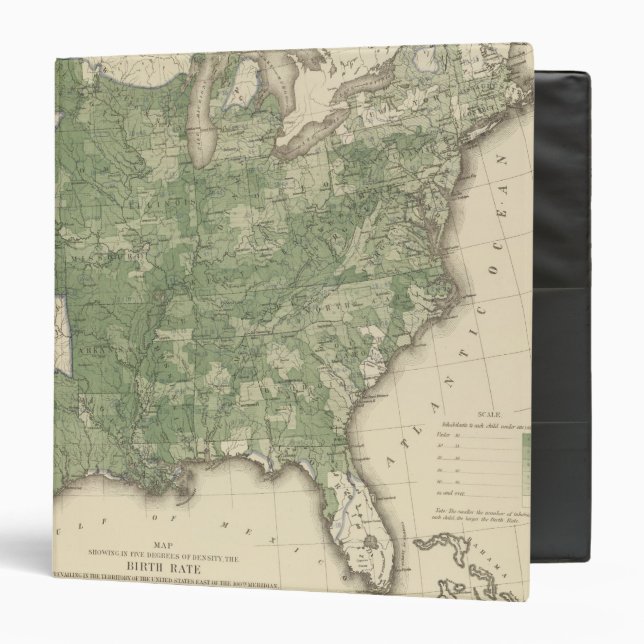 Birth Rate US, Statistical US Lithograph 3 Ring Binder (Front/Inside)