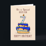 Birth Son 7th Birthday, 7 on Sweet Blue Cake Card<br><div class="desc">Let us celebrate a seventh birthday and make the day the happiest ever. As your birth son celebrates his happy 7th birthday you must give him this card that sends sweet birthday greetings for him.</div>