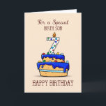 Birth Son 7th Birthday, 7 on Sweet Blue Cake Card<br><div class="desc">Let us celebrate a seventh birthday and make the day the happiest ever. As your birth son celebrates his happy 7th birthday you must give him this card that sends sweet birthday greetings for him.</div>