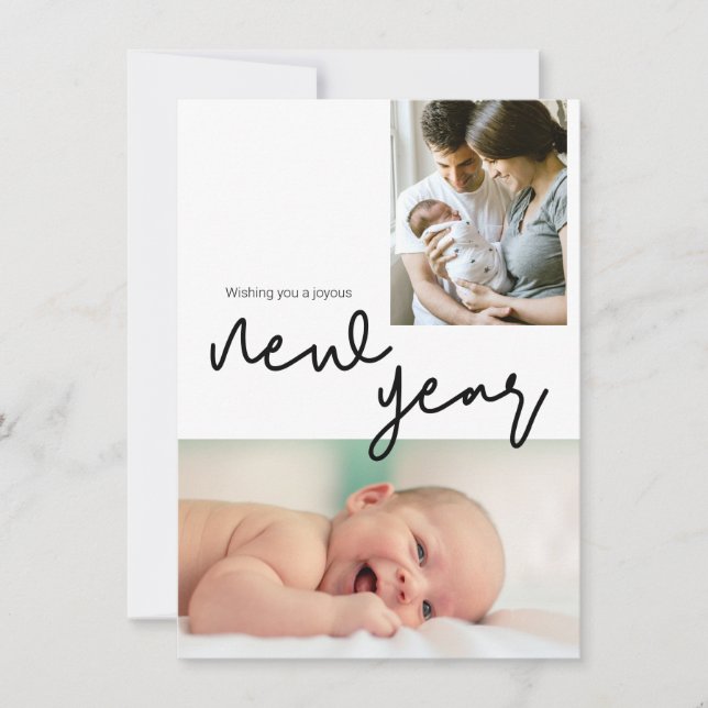 Birth Stat Photo Happy New Year Baby Announcement (Front)