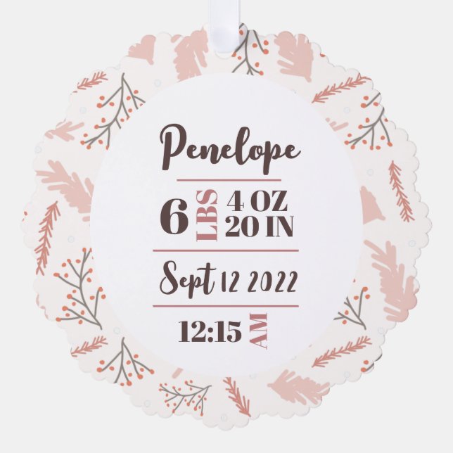 Birth Statistics First Christmas Ornament Card (Front)