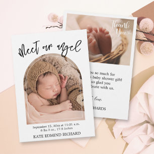 Birth Stats 2 Photo Handwritten Baby Shower Birth Announcement