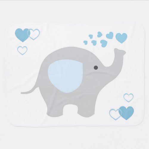 Birth Stats Baby Boy Elephant Nursery Blue Grey Receiving Blanket