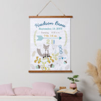 Birth Stats Baby Boy Woodland Fox Wall Hanging