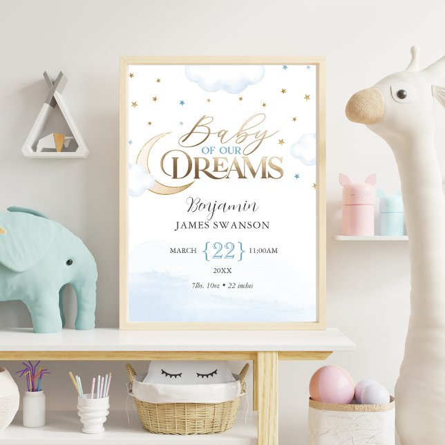 Birth Stats Baby of our Dreams Boy Nursery Poster (Creator Uploaded)