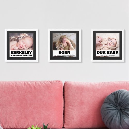 Birth Stats Baby Photos Wall Art Sets