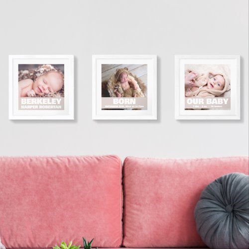 Birth Stats Baby Photos Wall Art Sets