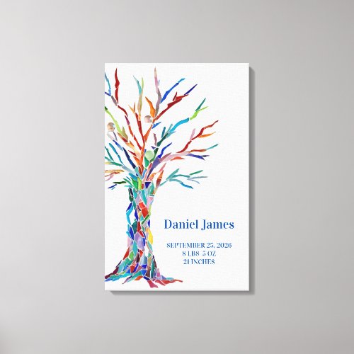 Birth Stats Family Tree  Canvas Print