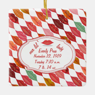 Birth Stats Hipster Baby Girl Retro Lil Lady Ceramic Ornament