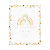 Birth Stats Magic Unicorn Baby Girl Watercolor Art Canvas Print