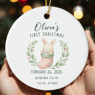Birth Stats Personalized Baby First Christmas Ceramic Ornament