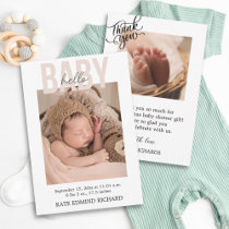 Birth Stats Photos Handwritten Baby Shower Announcement